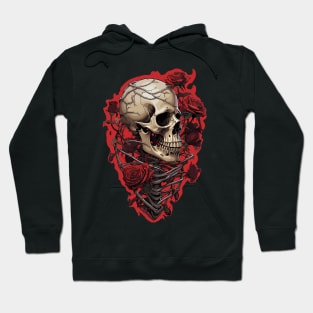 Skull And Red Rose Hoodie